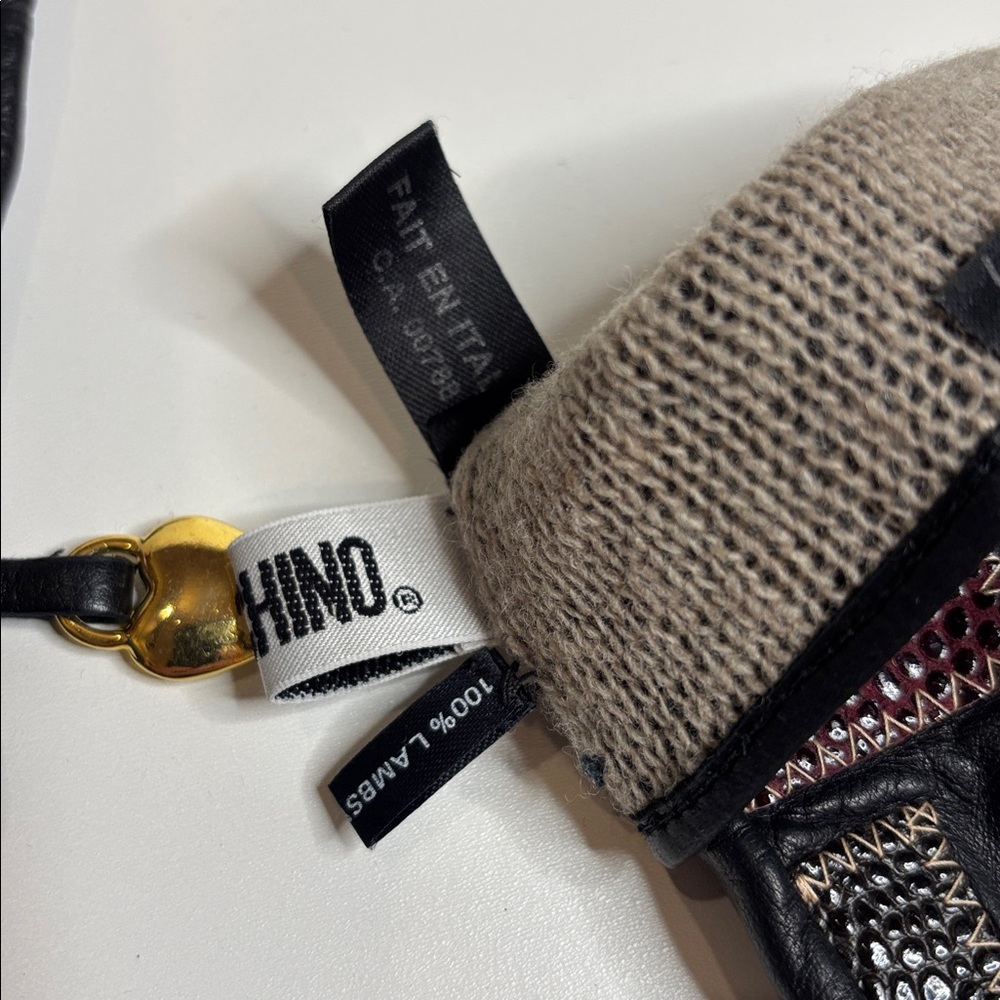 Moschino Multicolor Patchwork Leather Gloves With… - image 6